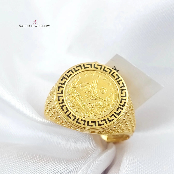 Enameled Rashadi Ring Made of 21K Gold by Saeed Jewelry 