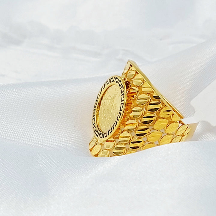 Enameled Rashadi Ring Made of 21K Gold by Saeed Jewelry 