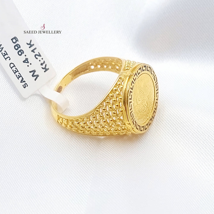 Enameled Rashadi Ring Made of 21K Gold by Saeed Jewelry 