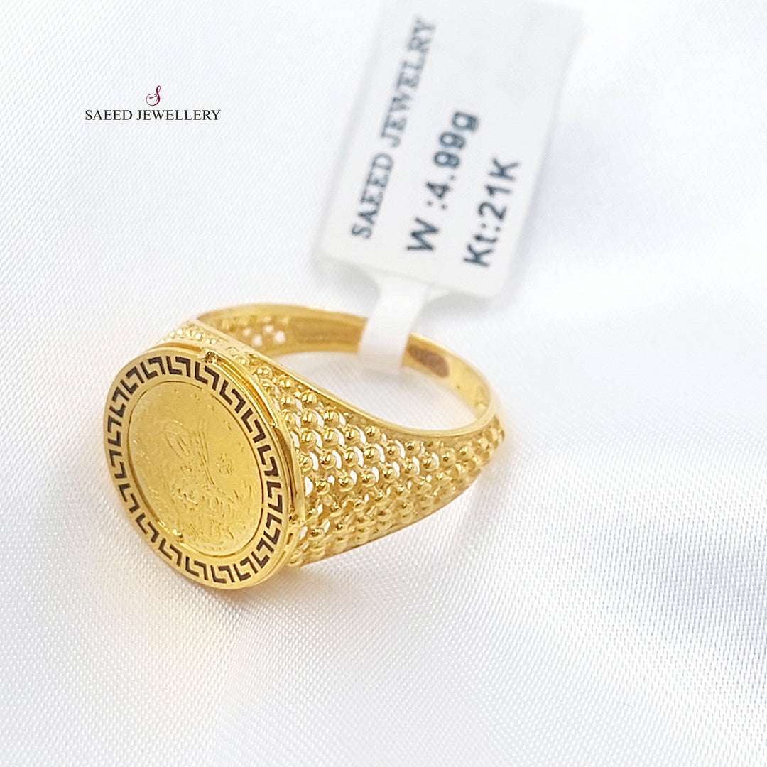 Enameled Rashadi Ring Made of 21K Gold by Saeed Jewelry 