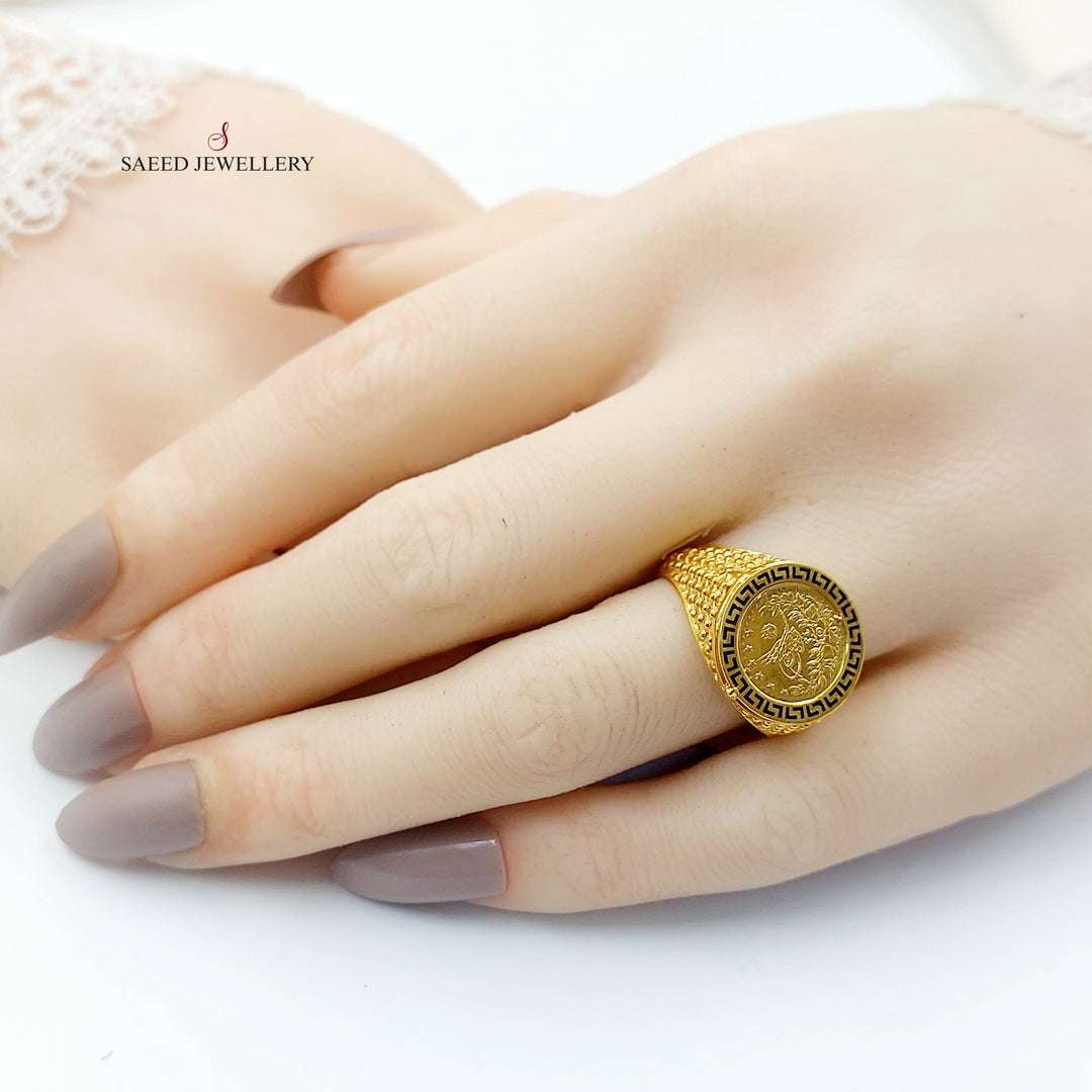Enameled Rashadi Ring Made of 21K Gold by Saeed Jewelry 