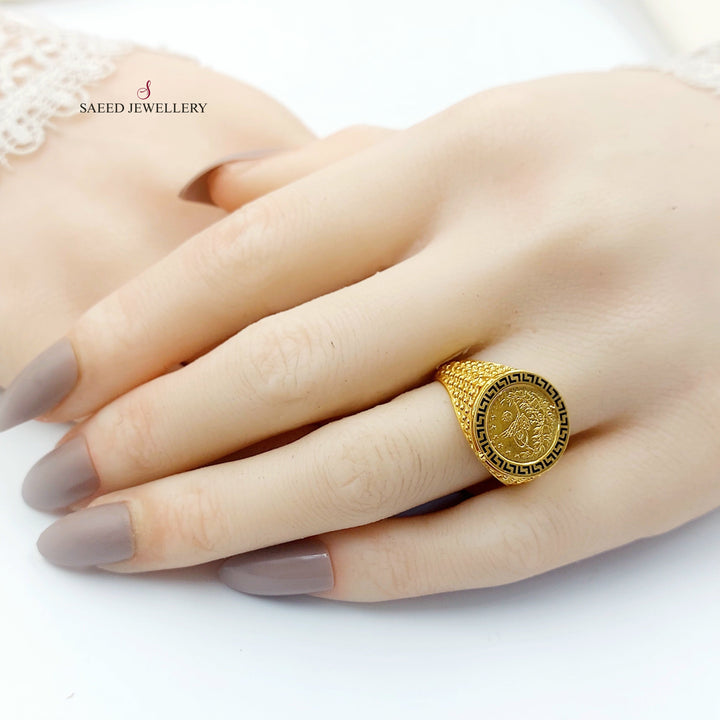 Enameled Rashadi Ring Made of 21K Gold by Saeed Jewelry 