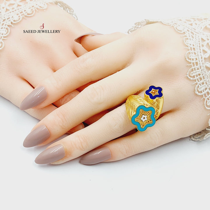 21K Gold Enameled Rose Ring by Saeed Jewelry - Image 4