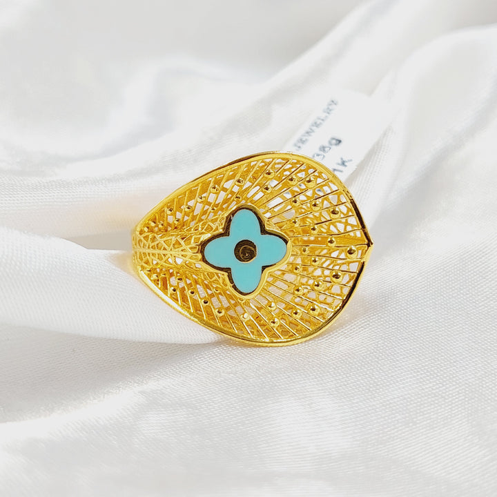 21K Gold Enameled Rose Ring by Saeed Jewelry - Image 3