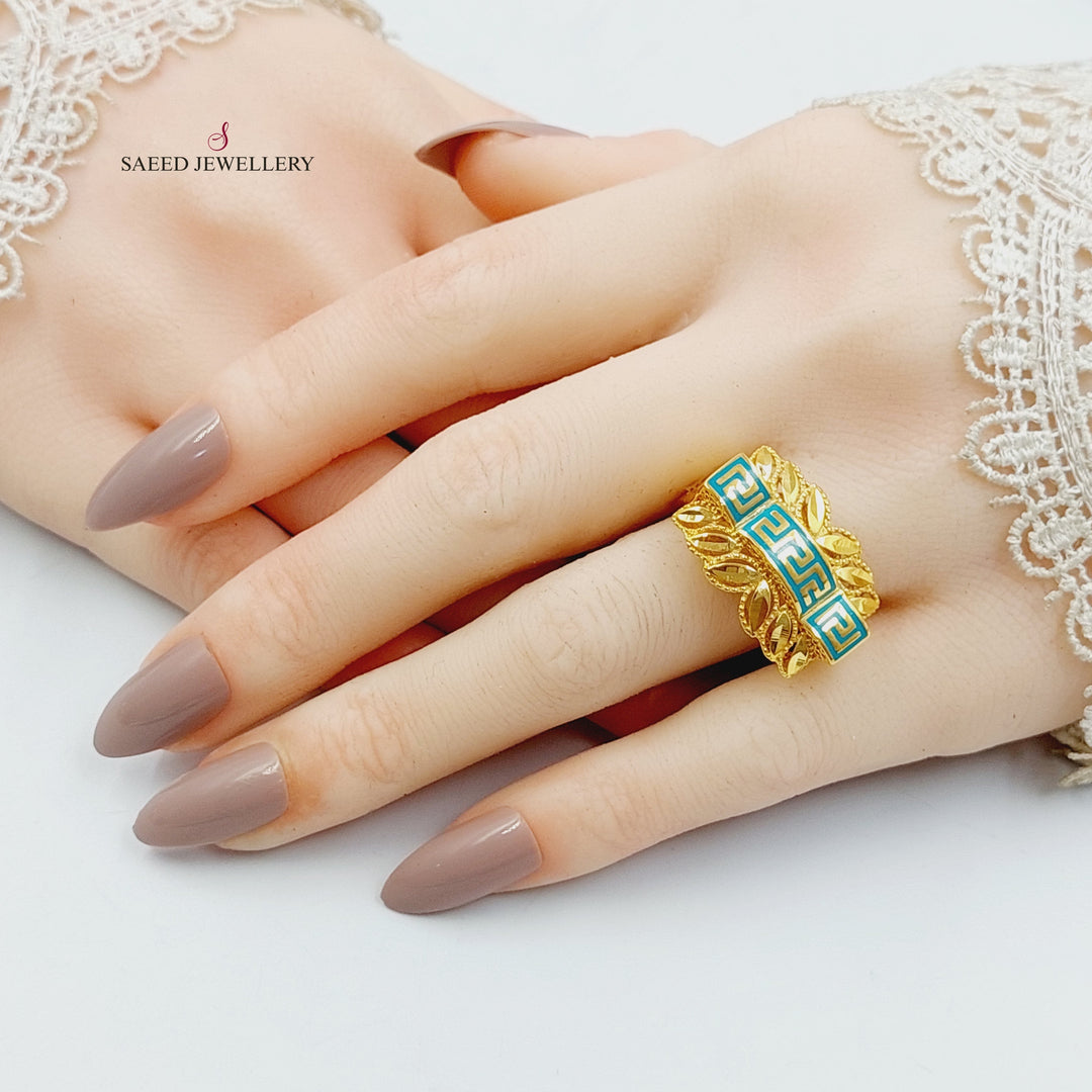 21K Gold Enameled Spike Ring by Saeed Jewelry - Image 4