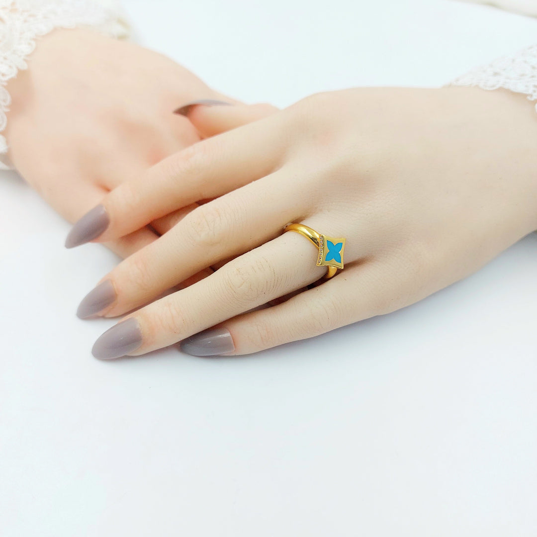 Enameled Star Ring Made of 21K Gold by Saeed Jewelry 