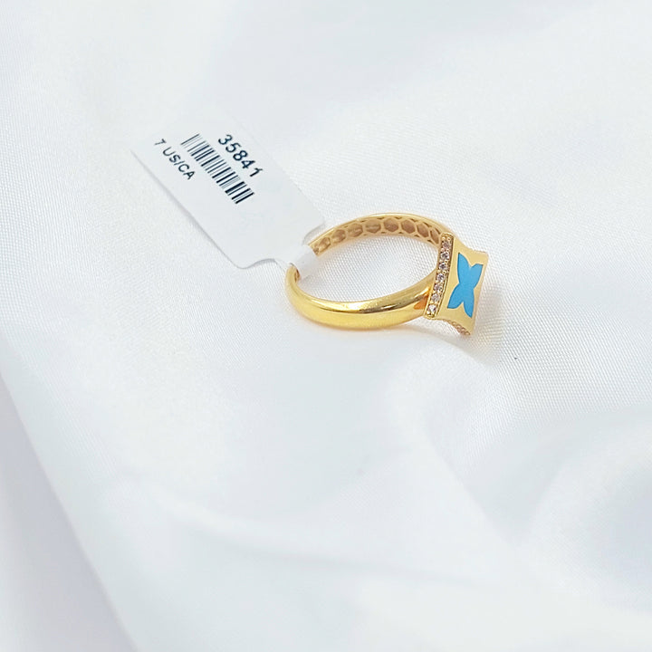 Enameled Star Ring Made of 21K Gold by Saeed Jewelry 