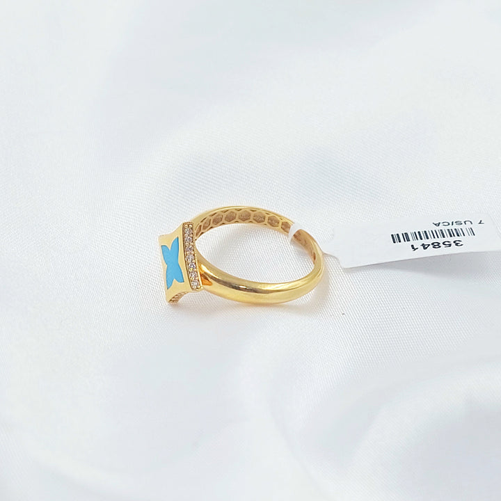 Enameled Star Ring Made of 21K Gold by Saeed Jewelry 