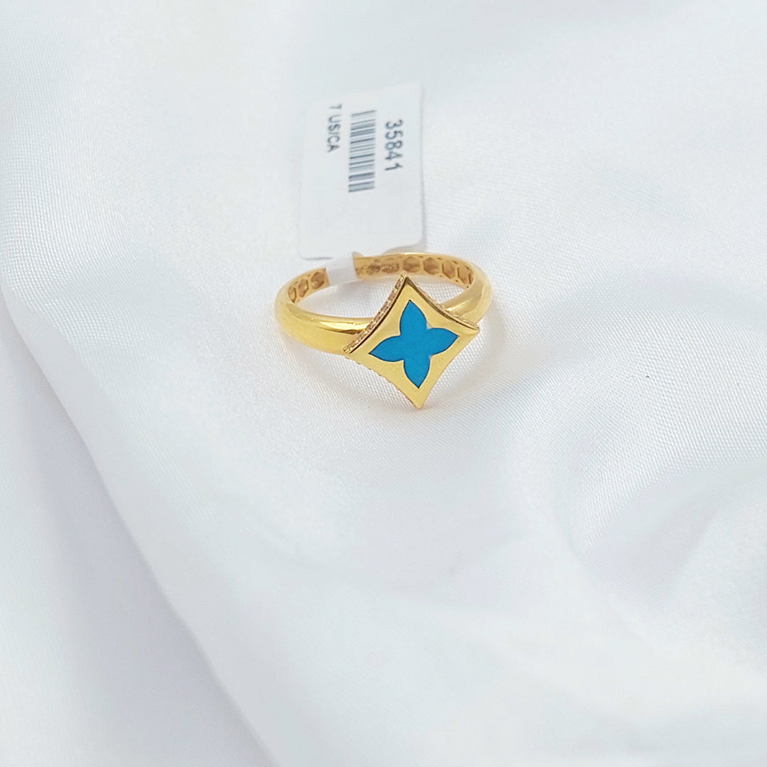 Enameled Star Ring Made of 21K Gold by Saeed Jewelry 