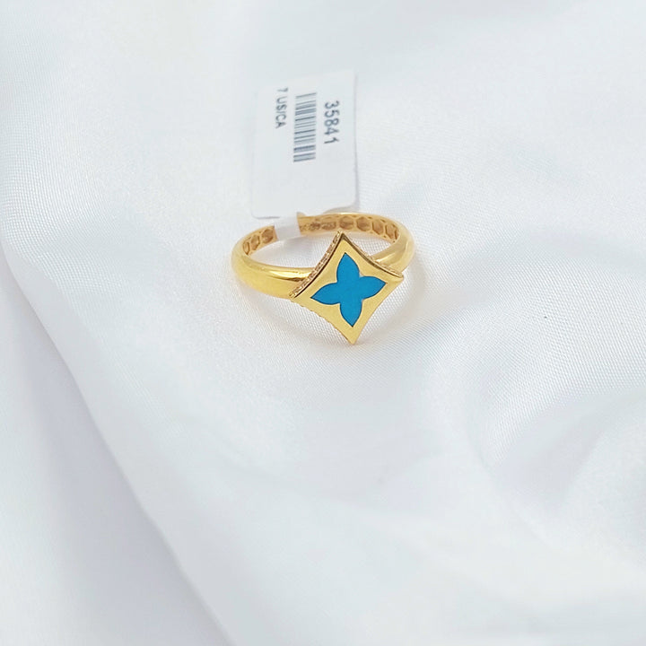 Enameled Star Ring Made of 21K Gold by Saeed Jewelry 