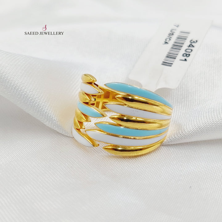Enameled Wings Ring Made of 21K Gold by Saeed Jewelry 