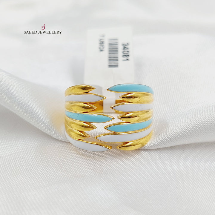 Enameled Wings Ring Made of 21K Gold by Saeed Jewelry 