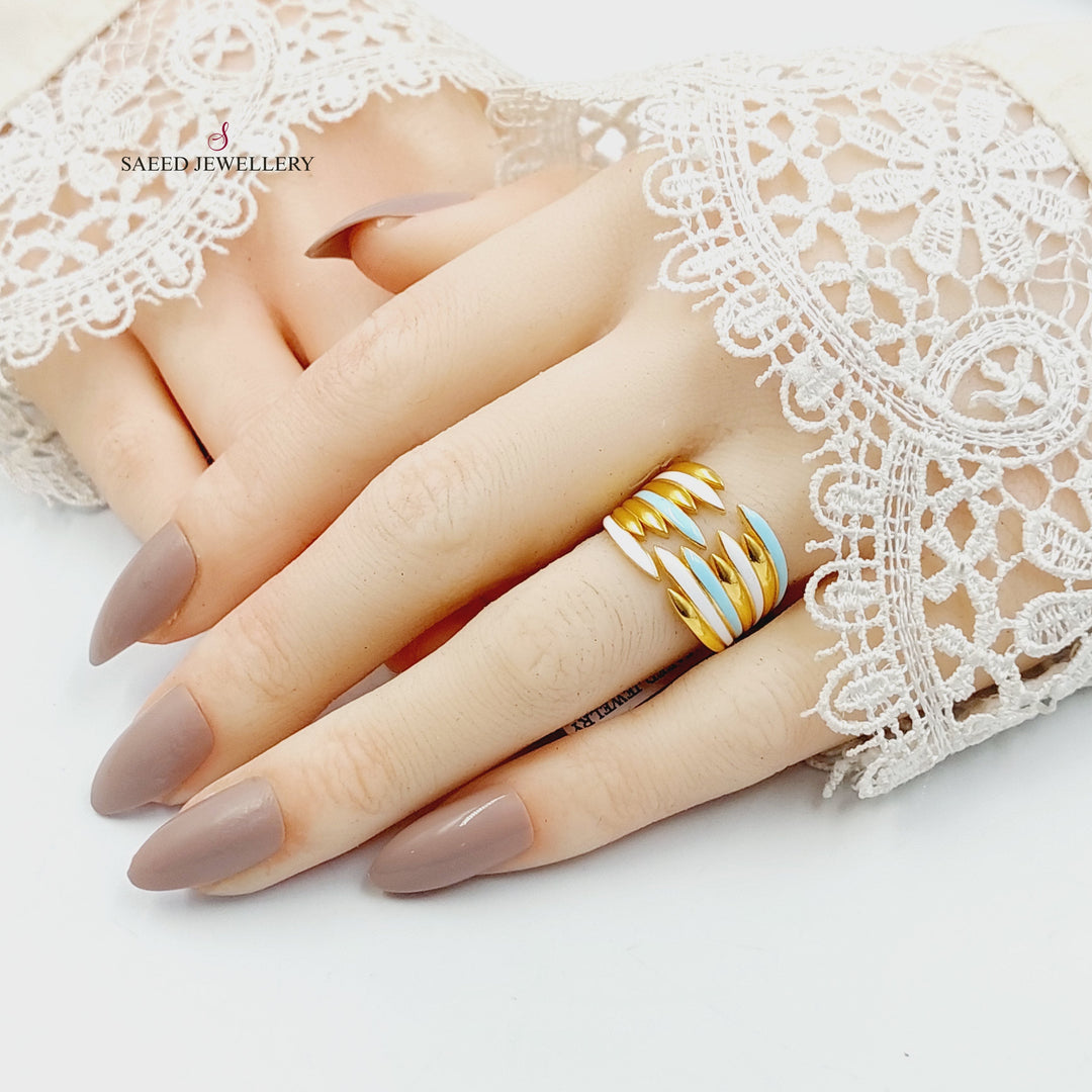 Enameled Wings Ring Made of 21K Gold by Saeed Jewelry 