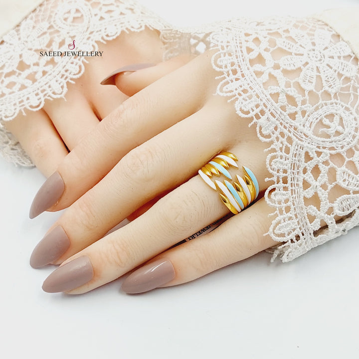 Enameled Wings Ring Made of 21K Gold by Saeed Jewelry 