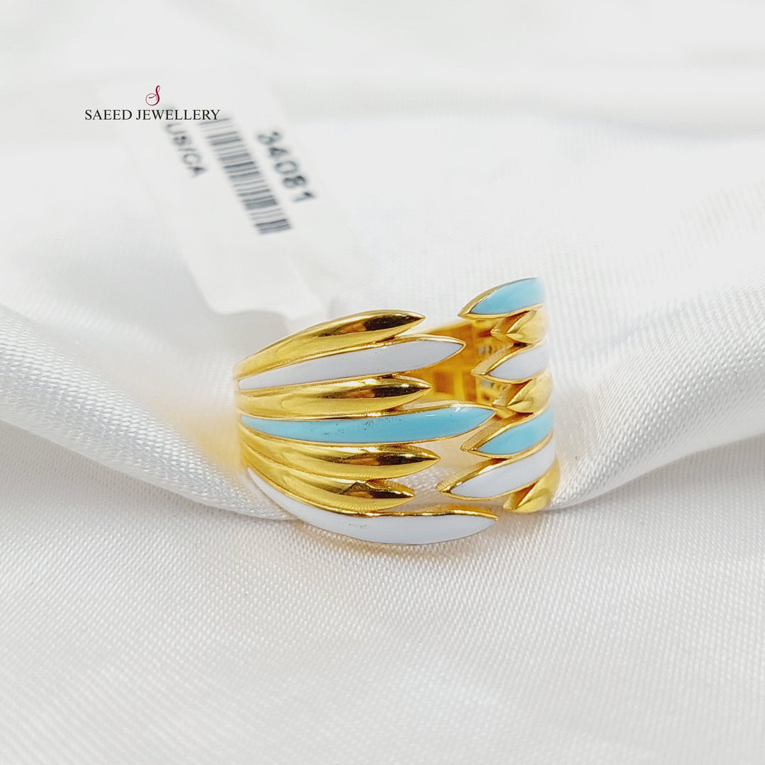 Enameled Wings Ring Made of 21K Gold by Saeed Jewelry 