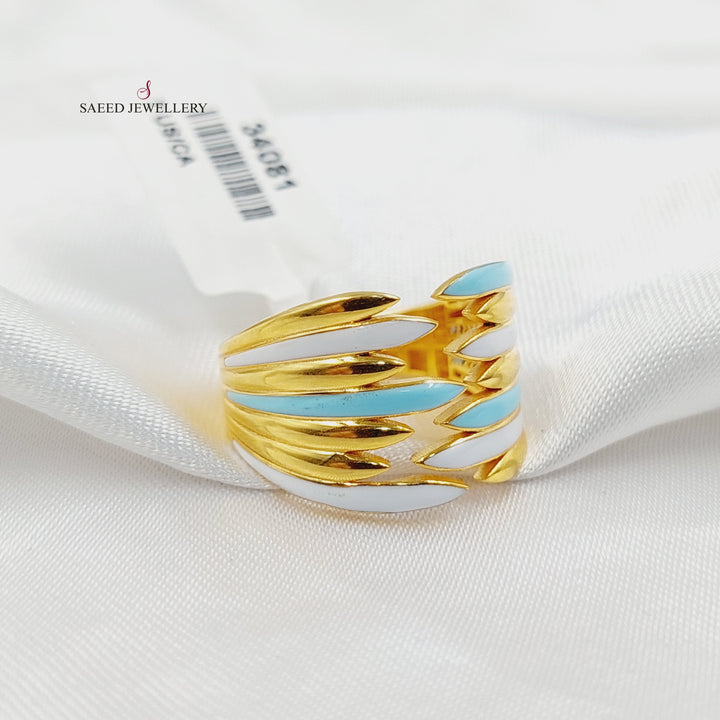 Enameled Wings Ring Made of 21K Gold by Saeed Jewelry 