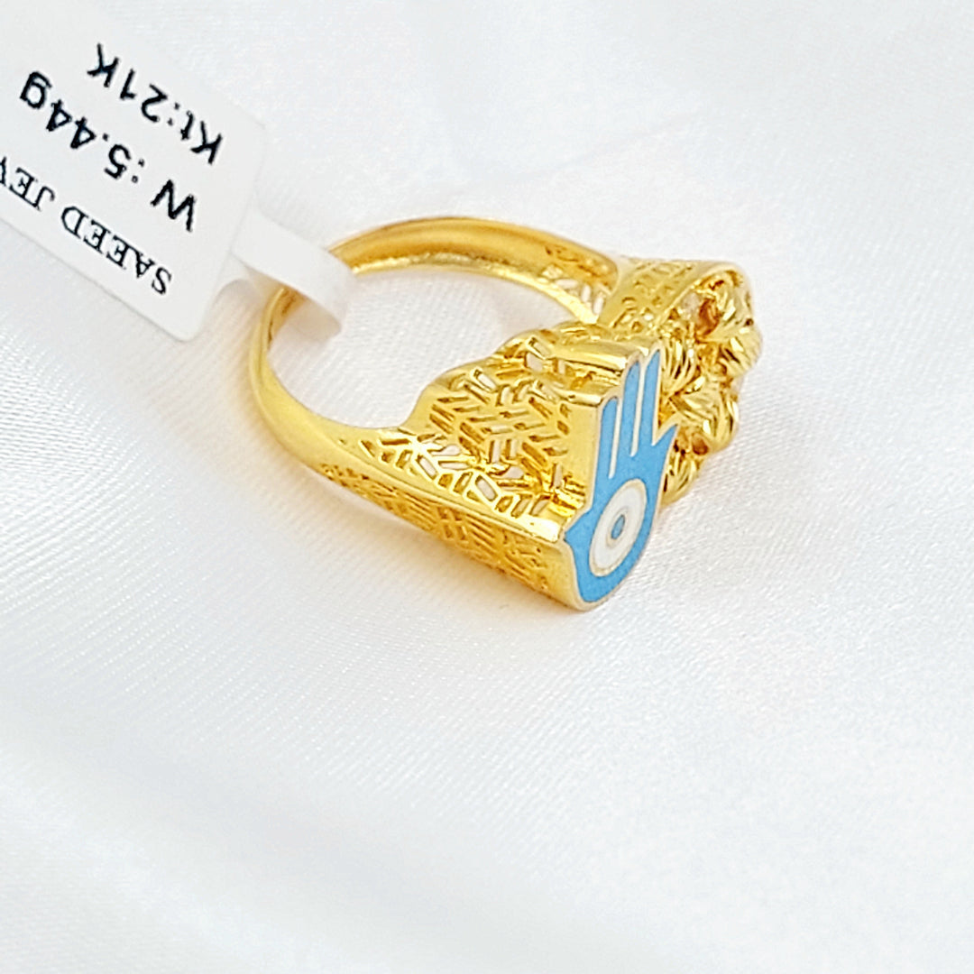 Enameled & Zircon Studded Hand Ring Made of 21K Gold by Saeed Jewelry 