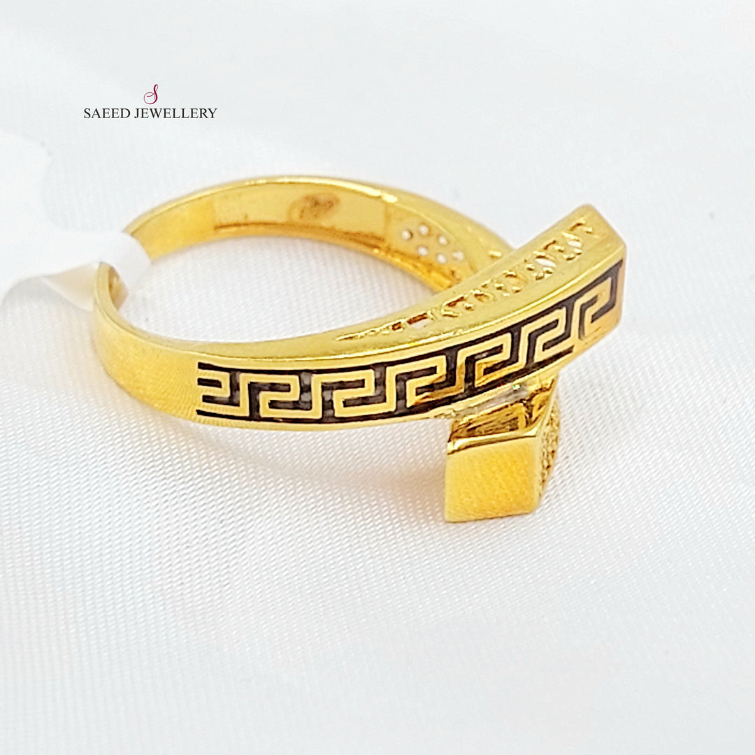 21K خاتم هرم مينا مرصع-مجوهرات الشيخ سعيد-Saeed Jewelry 