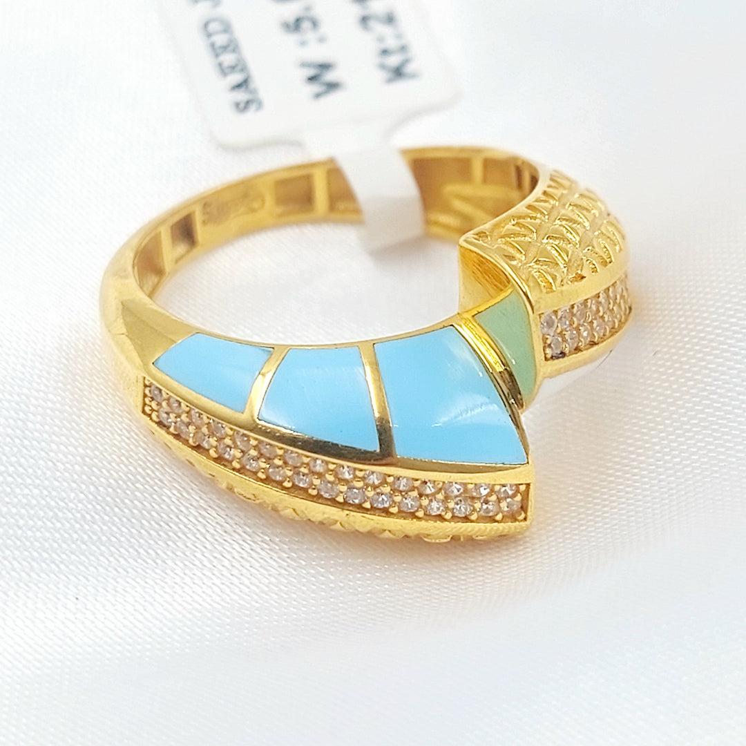 21K خاتم اكسترا مينا مرصع-مجوهرات الشيخ سعيد-Saeed Jewelry 