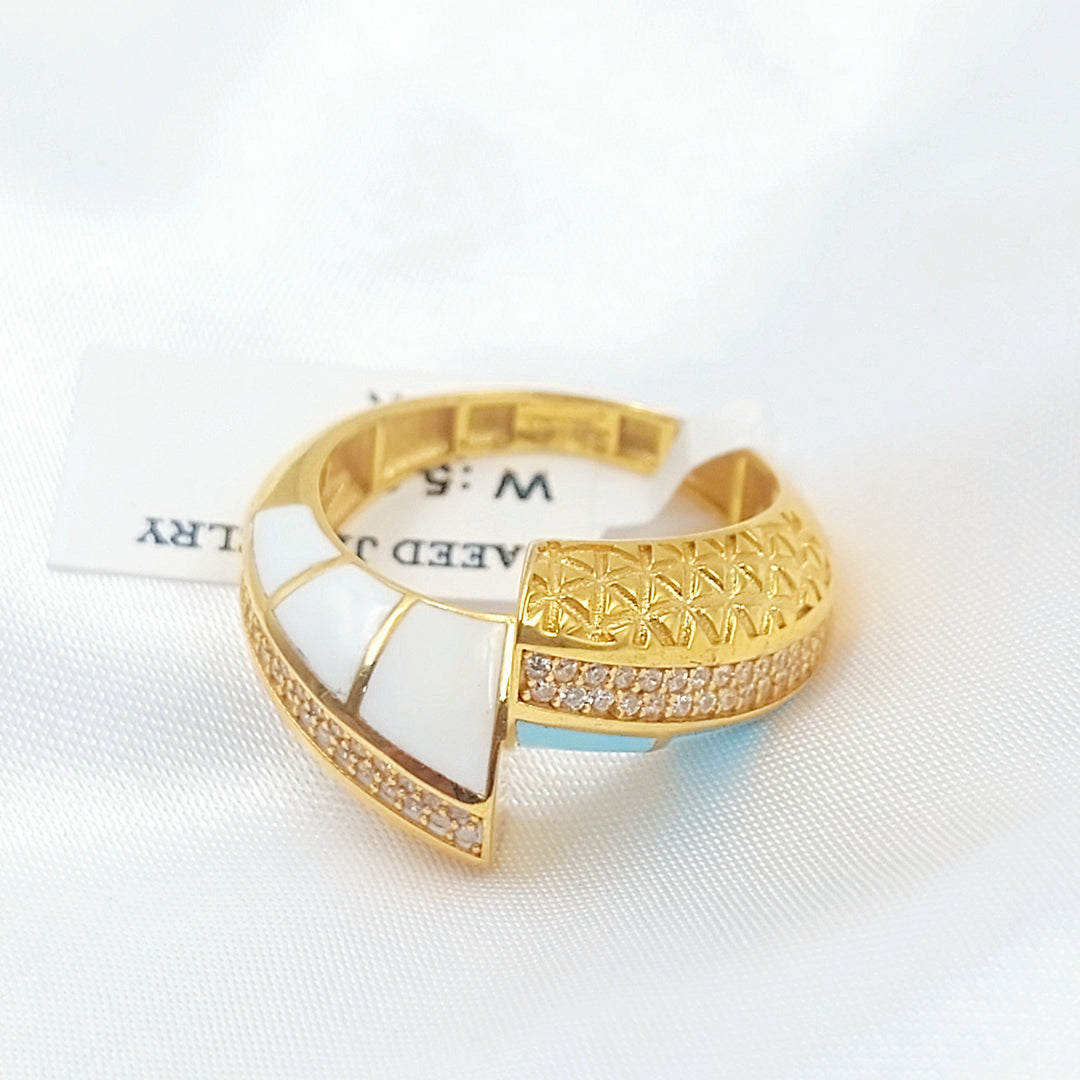 21K خاتم اكسترا مينا مرصع-مجوهرات الشيخ سعيد-Saeed Jewelry 