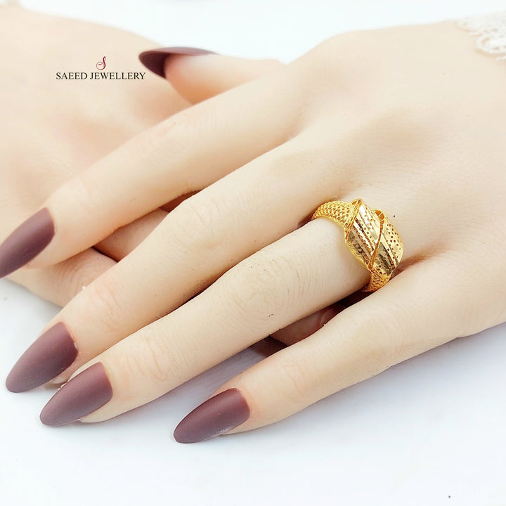 Engraved Deluxe Ring Made of 21K Gold by Saeed Jewelry 