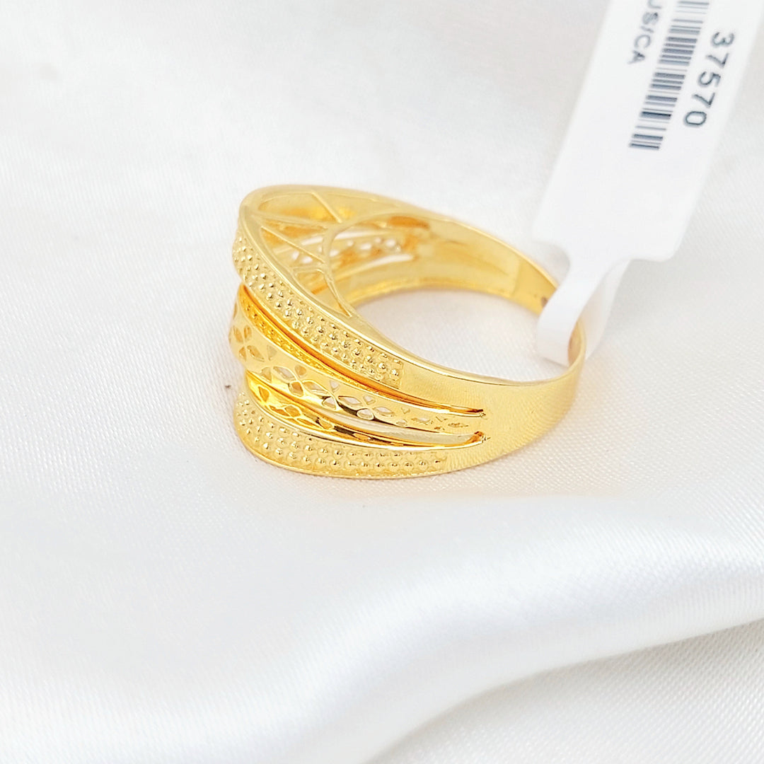Engraved Pyramid Ring Made of 21K Gold by Saeed Jewelry 