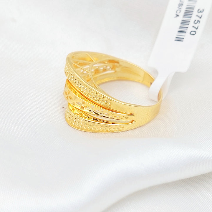 Engraved Pyramid Ring Made of 21K Gold by Saeed Jewelry 