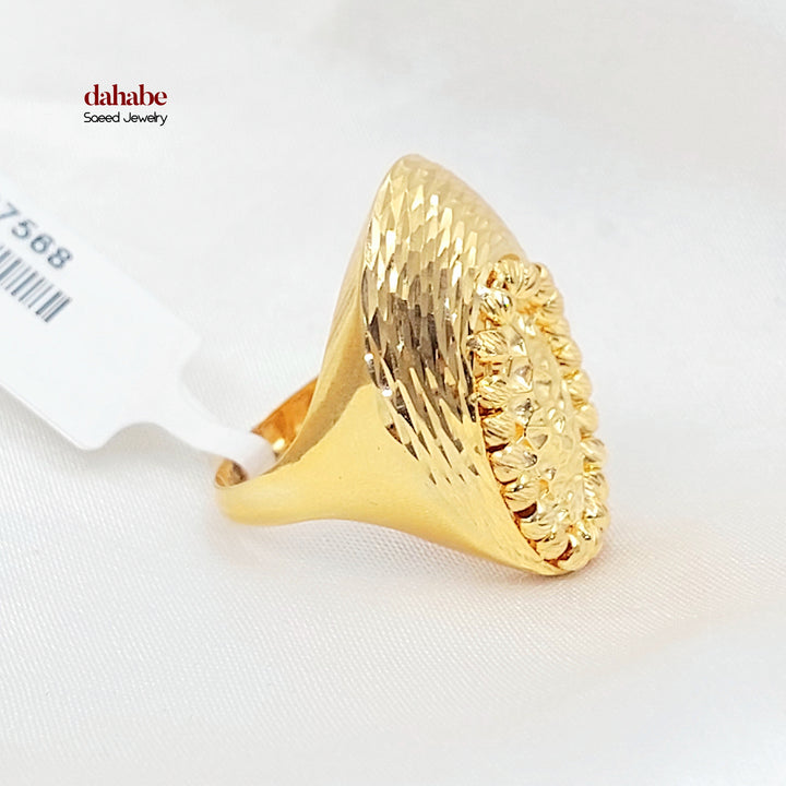 21K خاتم طابات نقش-مجوهرات الشيخ سعيد-Saeed Jewelry 