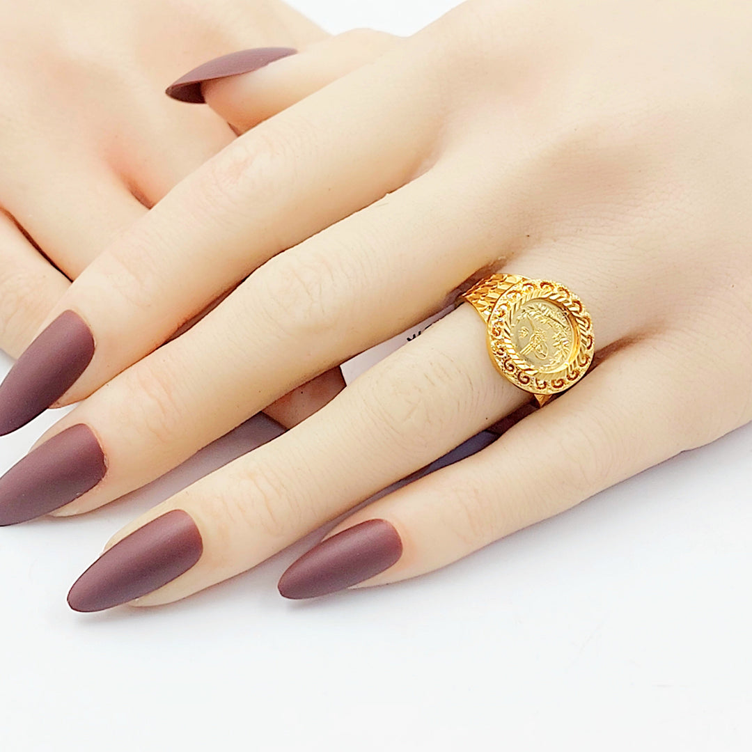 Engraved Rashadi Ring Made of 21K Gold by Saeed Jewelry 