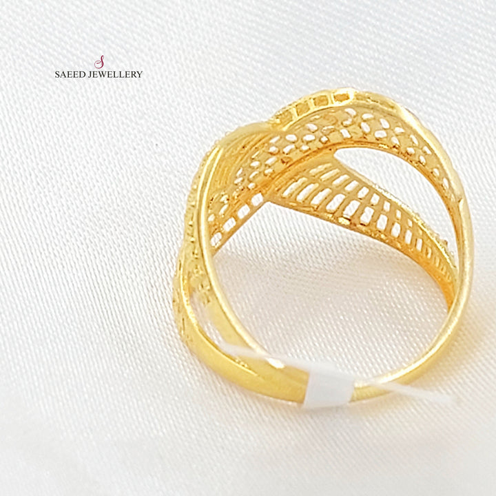 Engraved X Style Ring Made of 21K Gold by Saeed Jewelry 