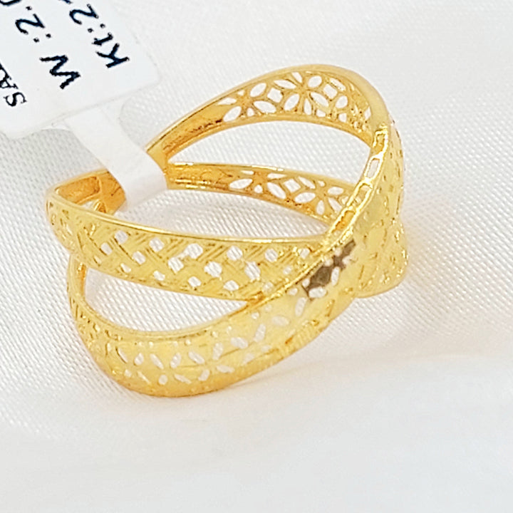 Engraved X Style Ring Made of 21K Gold by Saeed Jewelry 