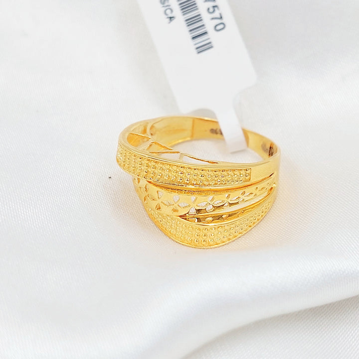 Engraved Pyramid Ring Made of 21K Gold by Saeed Jewelry 