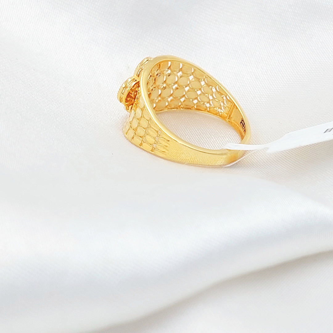Engraved Rose Ring Made of 21K Gold by Saeed Jewelry 