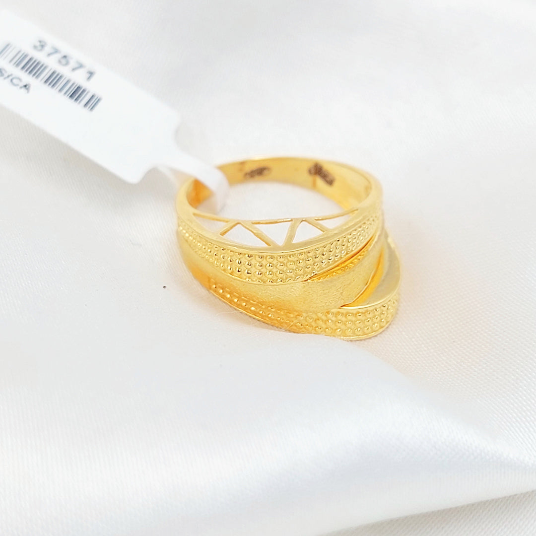Engraved Pyramid Ring Made of 21K Gold by Saeed Jewelry 