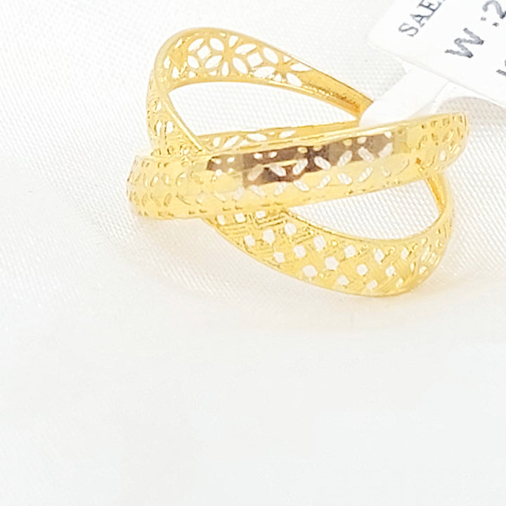 Engraved X Style Ring Made of 21K Gold by Saeed Jewelry 
