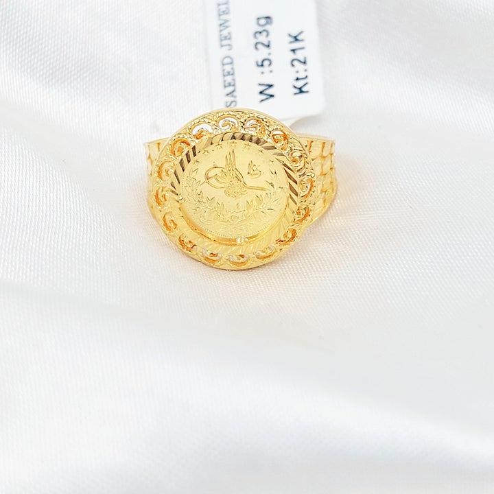 Engraved Rashadi Ring Made of 21K Gold by Saeed Jewelry 