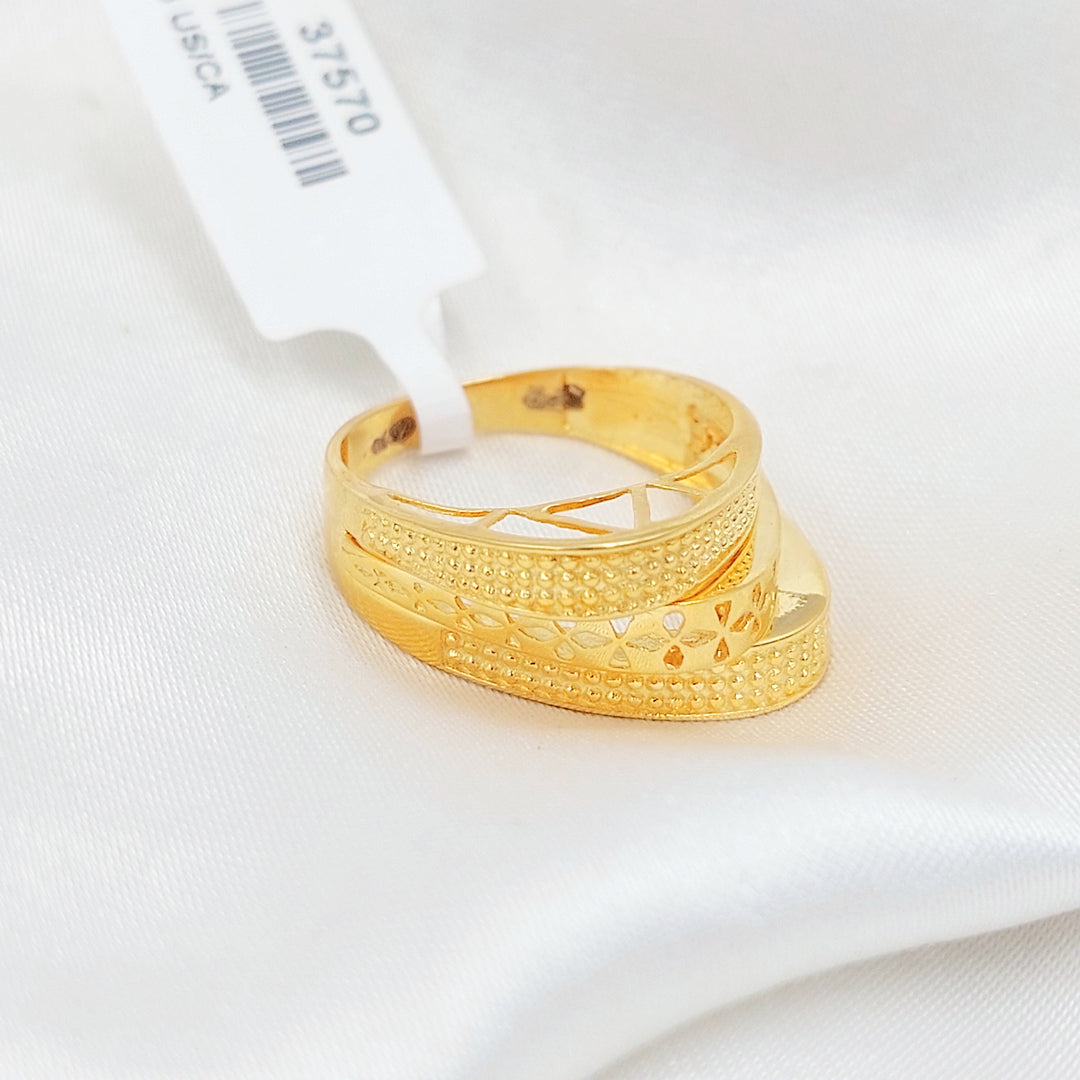 Engraved Pyramid Ring Made of 21K Gold by Saeed Jewelry 