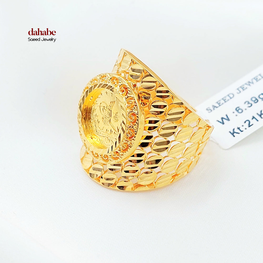 Engraved Rashadi Ring Made of 21K Gold by Saeed Jewelry 