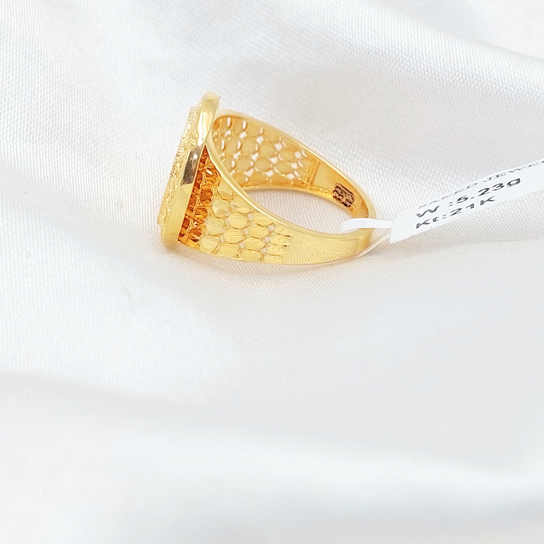 Engraved Rashadi Ring Made of 21K Gold by Saeed Jewelry 