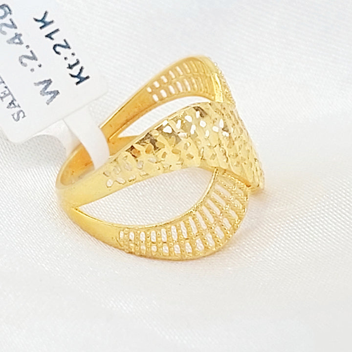 Engraved X Style Ring Made of 21K Gold by Saeed Jewelry 