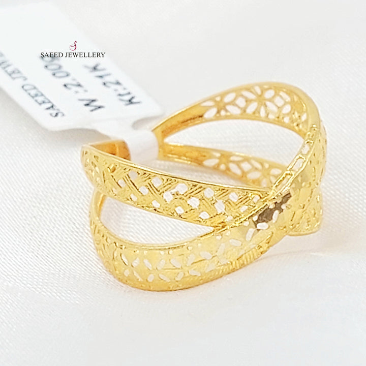 Engraved X Style Ring Made of 21K Gold by Saeed Jewelry 