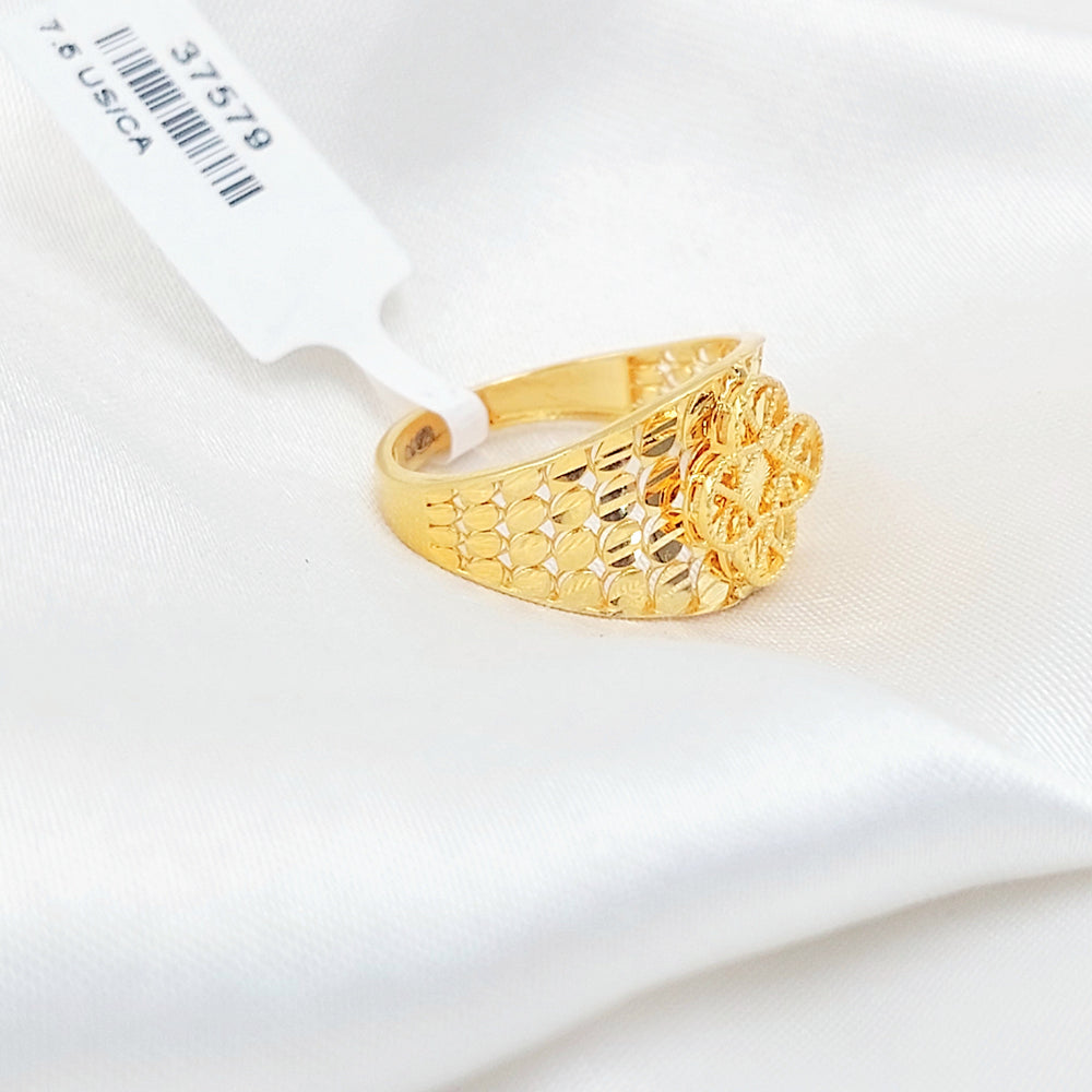 Engraved Rose Ring Made of 21K Gold by Saeed Jewelry 
