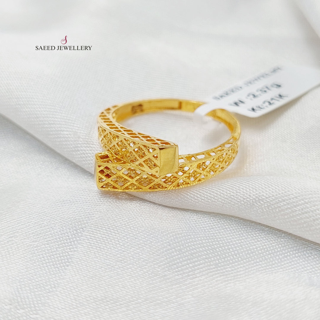 21K Gold Engraved Belt Ring by Saeed Jewelry - Image 2