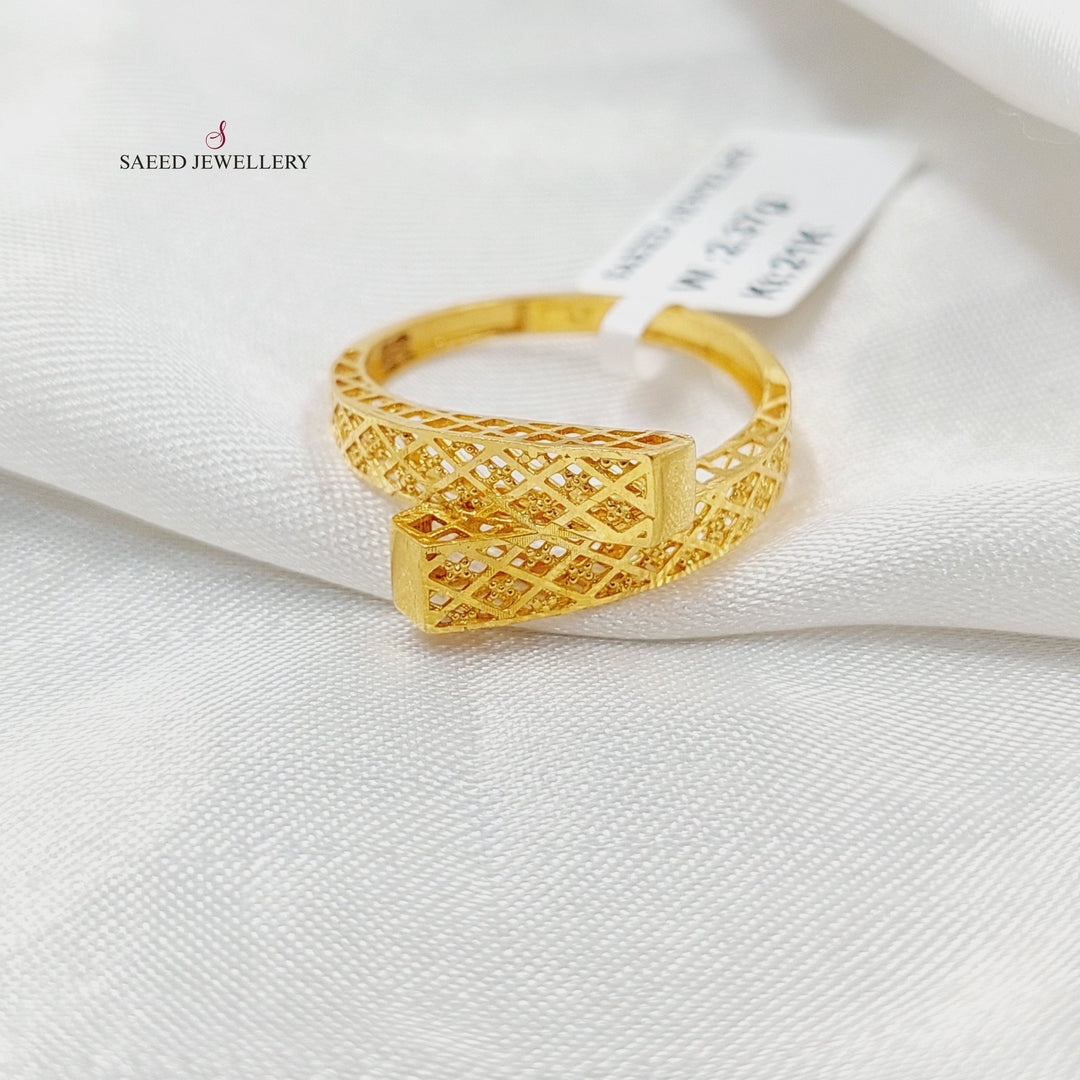 21K Gold Engraved Belt Ring by Saeed Jewelry - Image 3