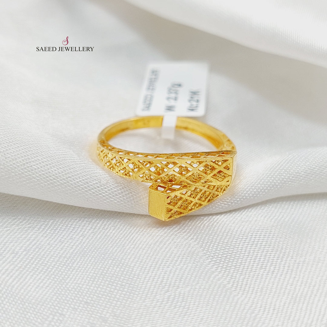 21K Gold Engraved Belt Ring by Saeed Jewelry - Image 4