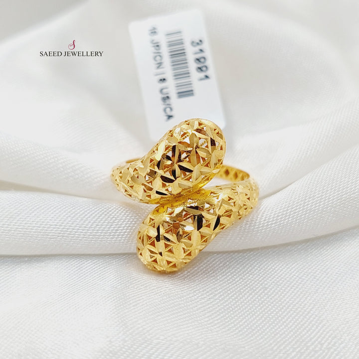 21K Gold Engraved Belt Ring by Saeed Jewelry - Image 1