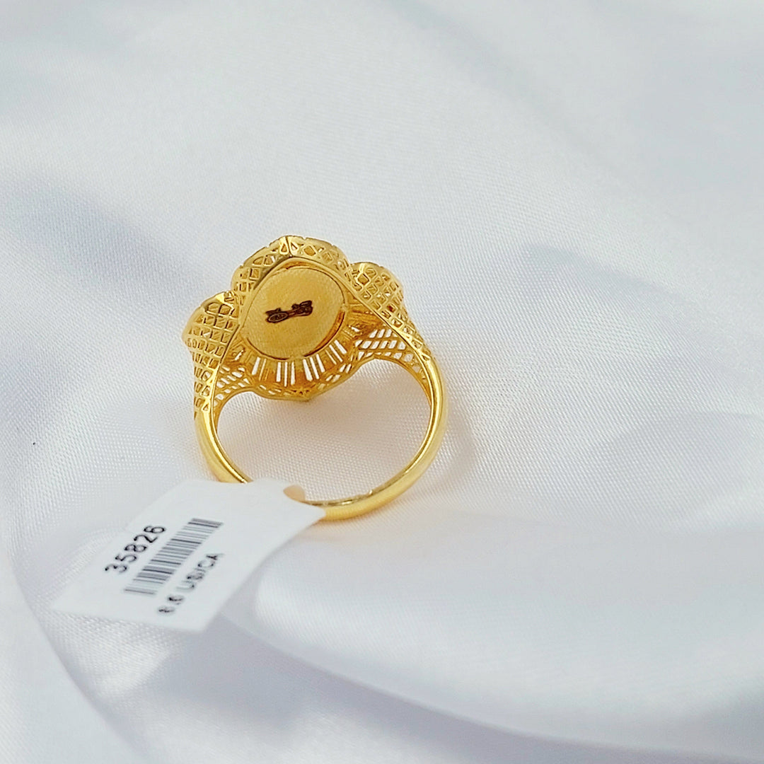 Engraved Ounce Ring Made of 21K Gold by Saeed Jewelry 