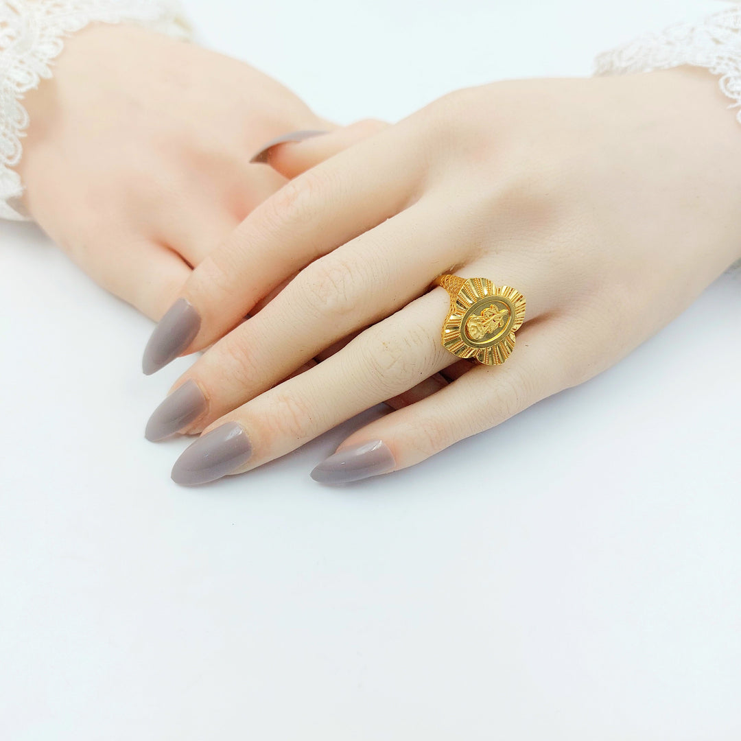 Engraved Ounce Ring Made of 21K Gold by Saeed Jewelry 