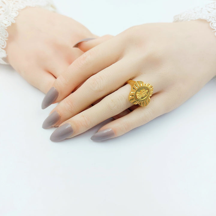Engraved Ounce Ring Made of 21K Gold by Saeed Jewelry 