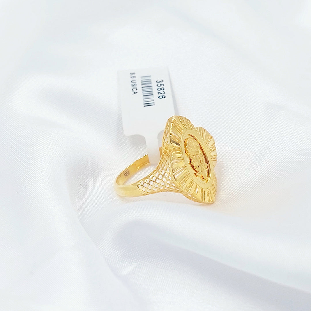 Engraved Ounce Ring Made of 21K Gold by Saeed Jewelry 